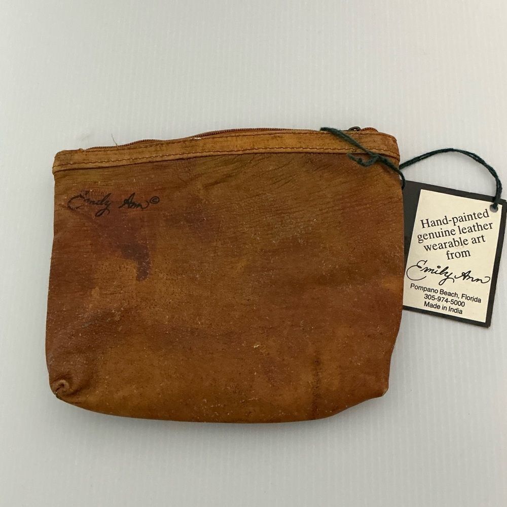 Emily Ann Of Boca Raton Handpainted Leather Cosmetic Bag Vintage NWT - Picture 4 of 6